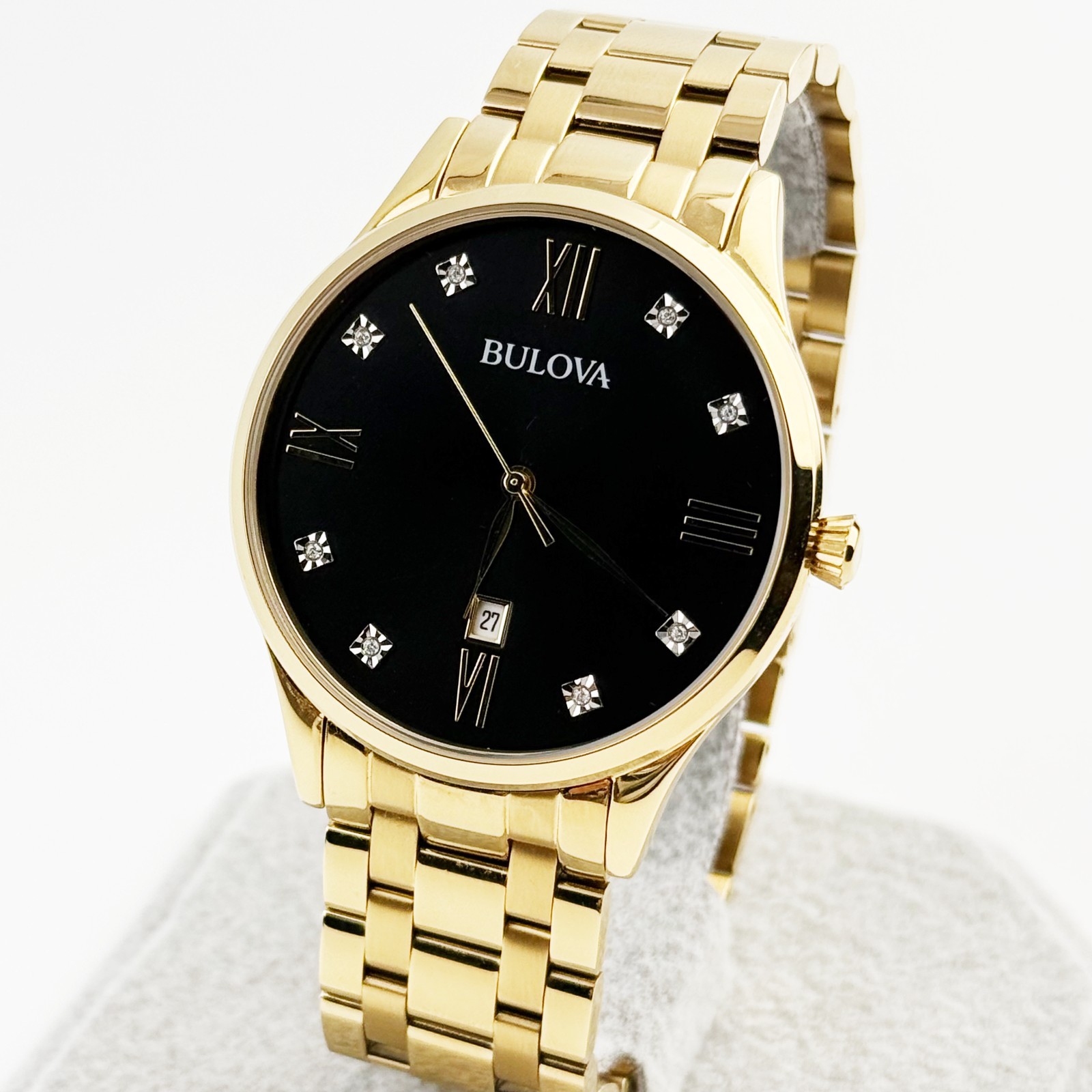Bulova Diamond Classic Luxury Date Formal Quartz Men’s Watch 40 mm 97D108