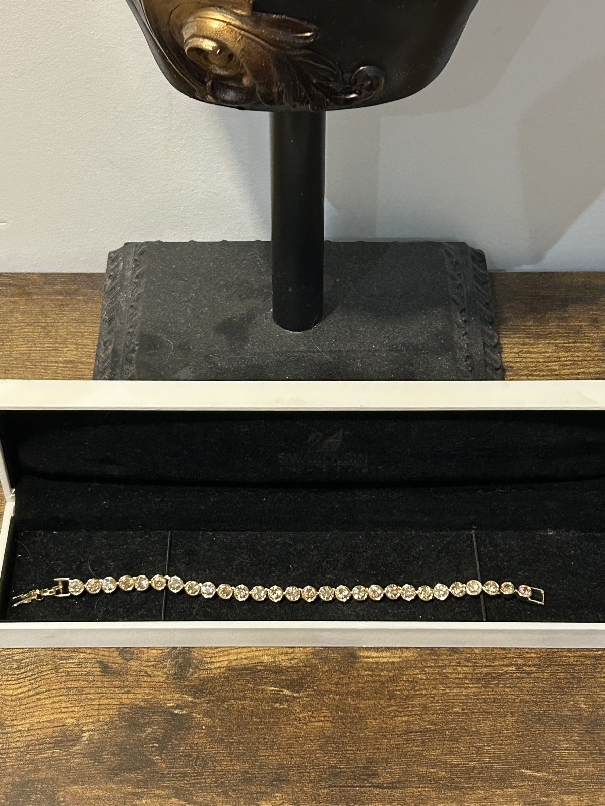 Stunning Swarovski Champagne Yellow Gold Plated Tennis Bracelet 17.5cm approx