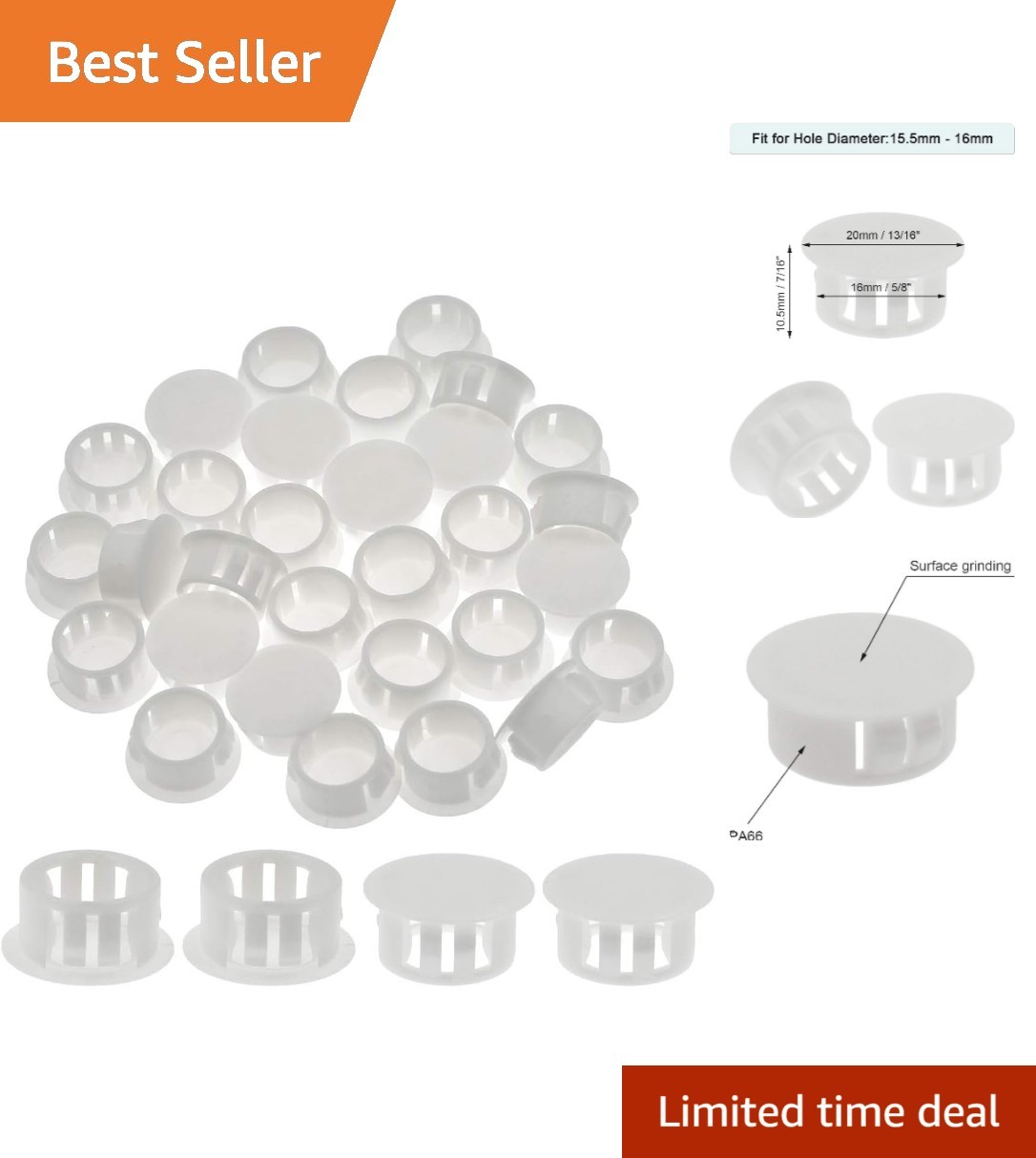 30PCS 16mm 5/8″ White Hole Plugs Plastic | Flush Type, Snap in Locking, Furni…