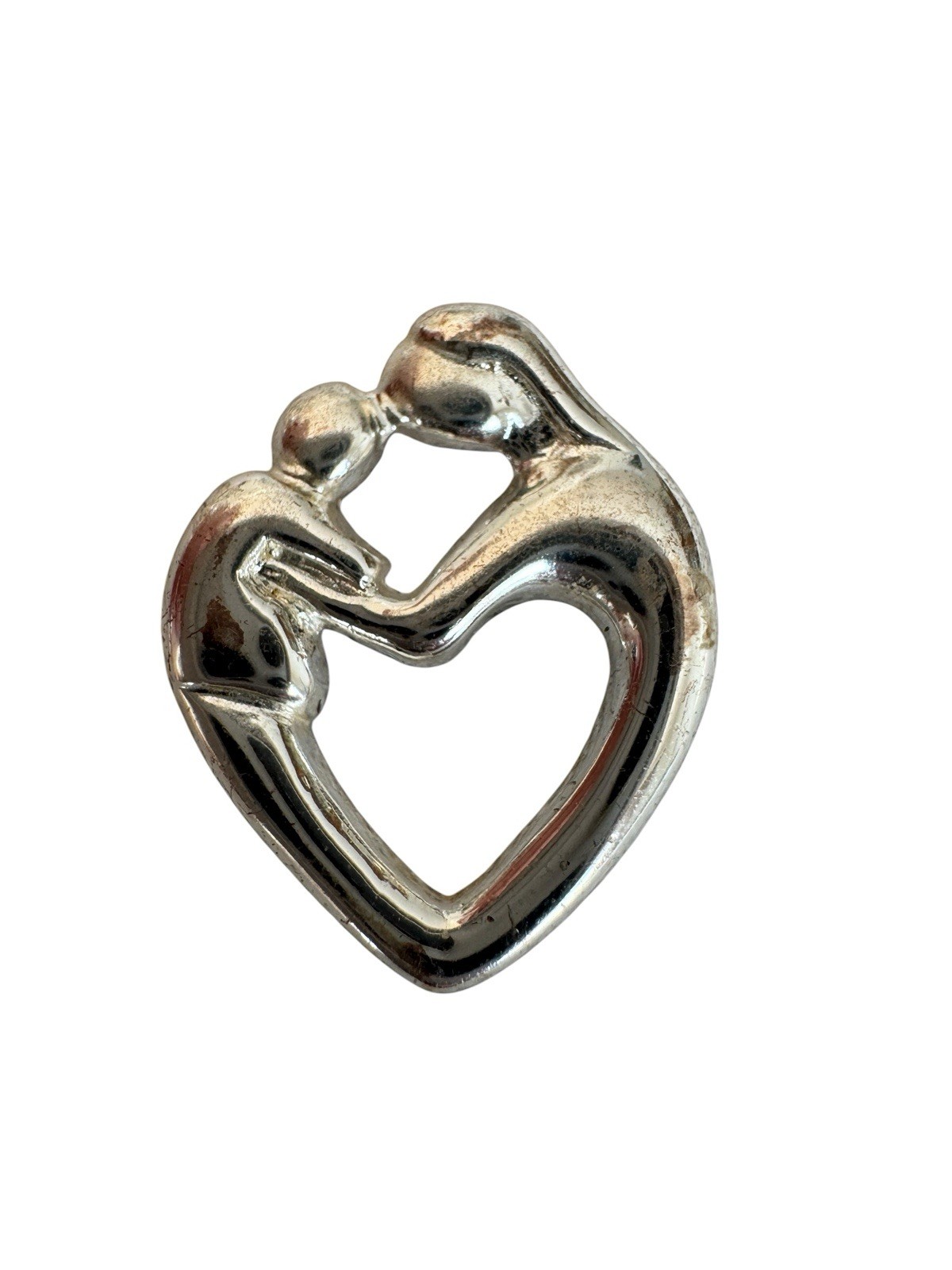 International Bullion & Metal Brokers Sterling Silver Heart Mother Child Pendant