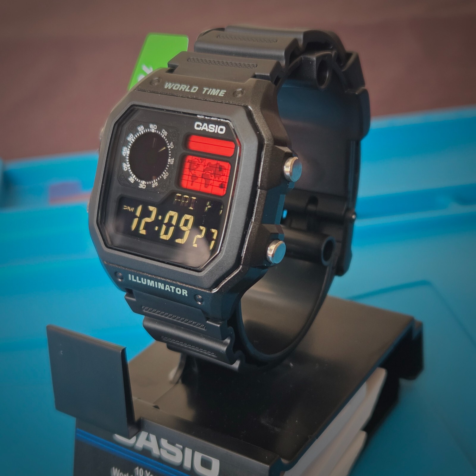 CASIO AE-1200WHD. Royale World Time Watch Mod. Negative Display. Hydromod.