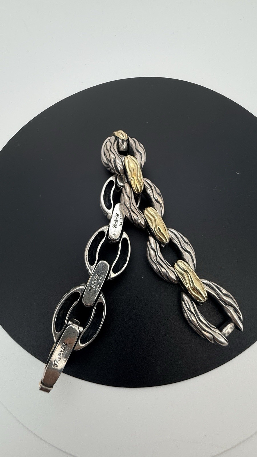 GABRIEL Sterling Silver & 14K Yellow Gold flexible Bracelet 8” Long