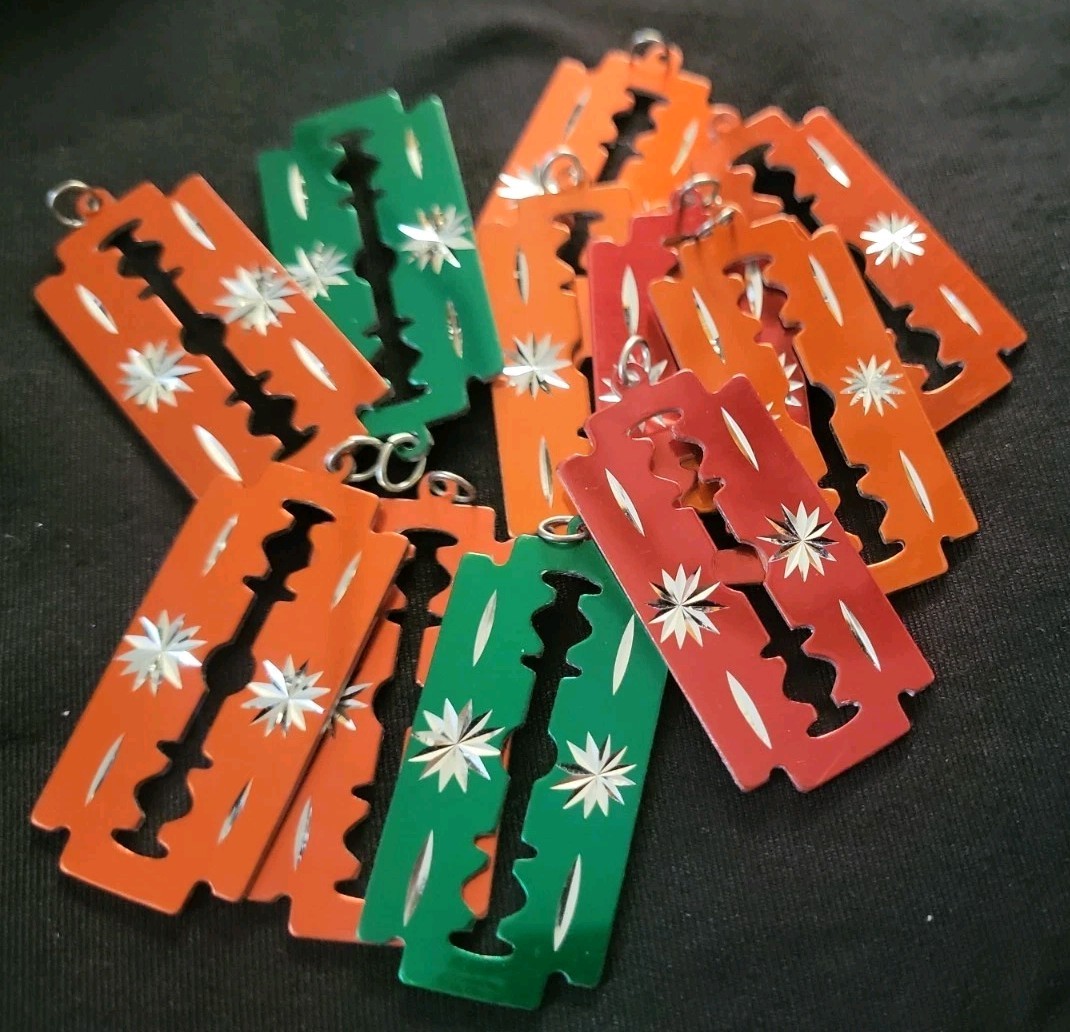 Vintage Razor Blade Pendants or Charms Lot of 11
