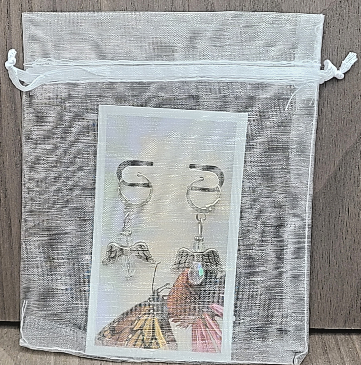 Silver and Crystal Angel Leveback Earrings Made in USA Perfect for Mother’s Day