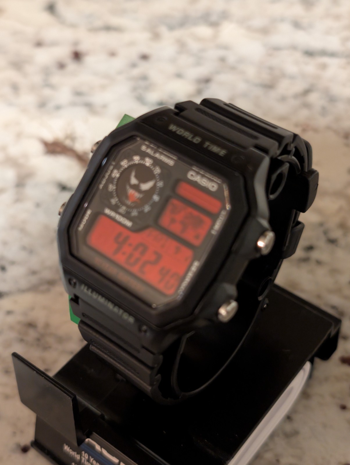 Spiderman Venom Theme Custom CASIO AE-1200 Black World Time Watch Mod