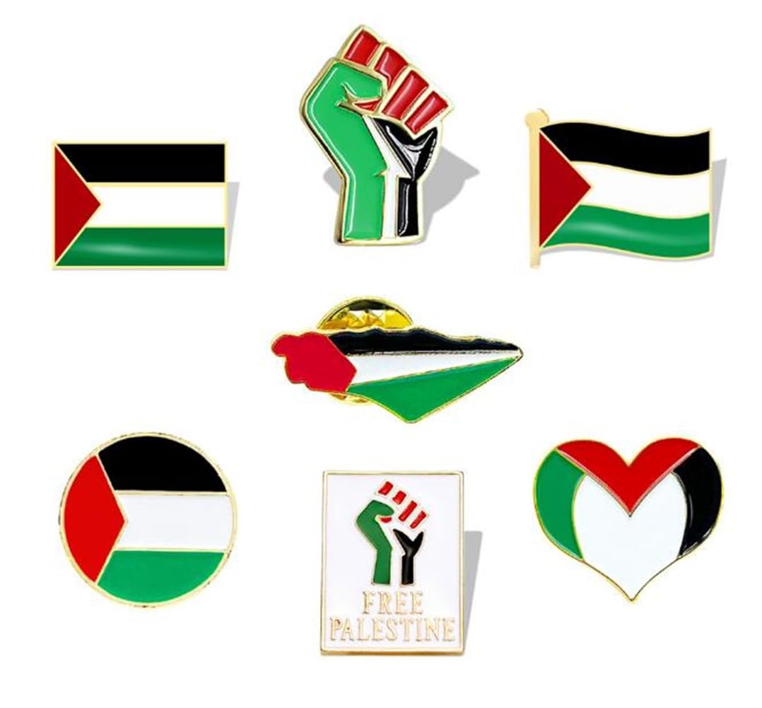 7 Pieces Palestine Flag Lapel Pin Set Palestinian Flag Pins Support Palestine Ba
