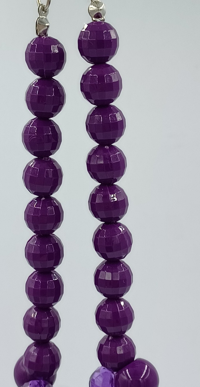 Vintage Cluster Necklace Purple Smooth & Faceted Opaque & Crystal Acrylic Beads