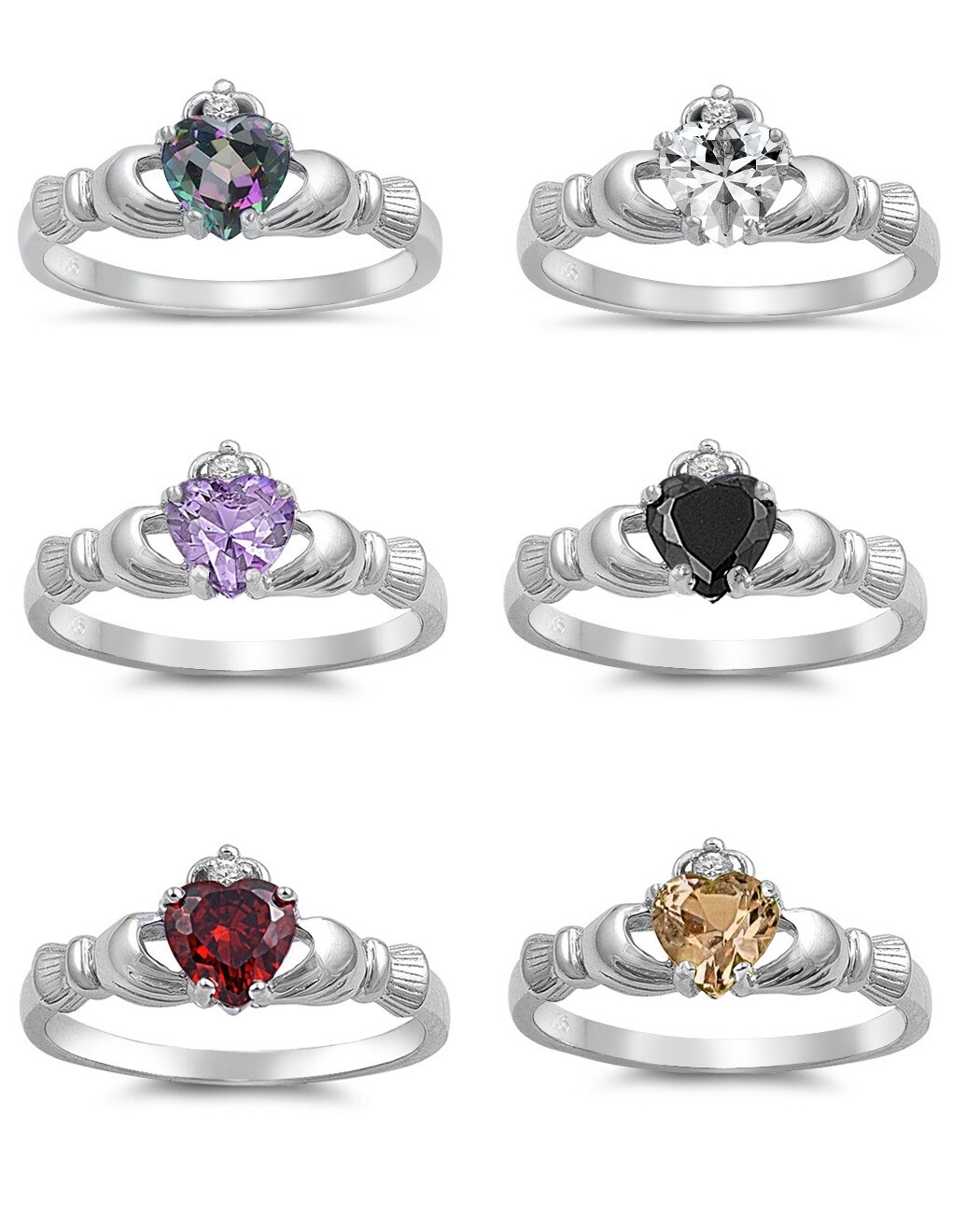 CZ Claddagh Promise Ring – .925 Sterling Silver Love Heart Friendship Band Ring