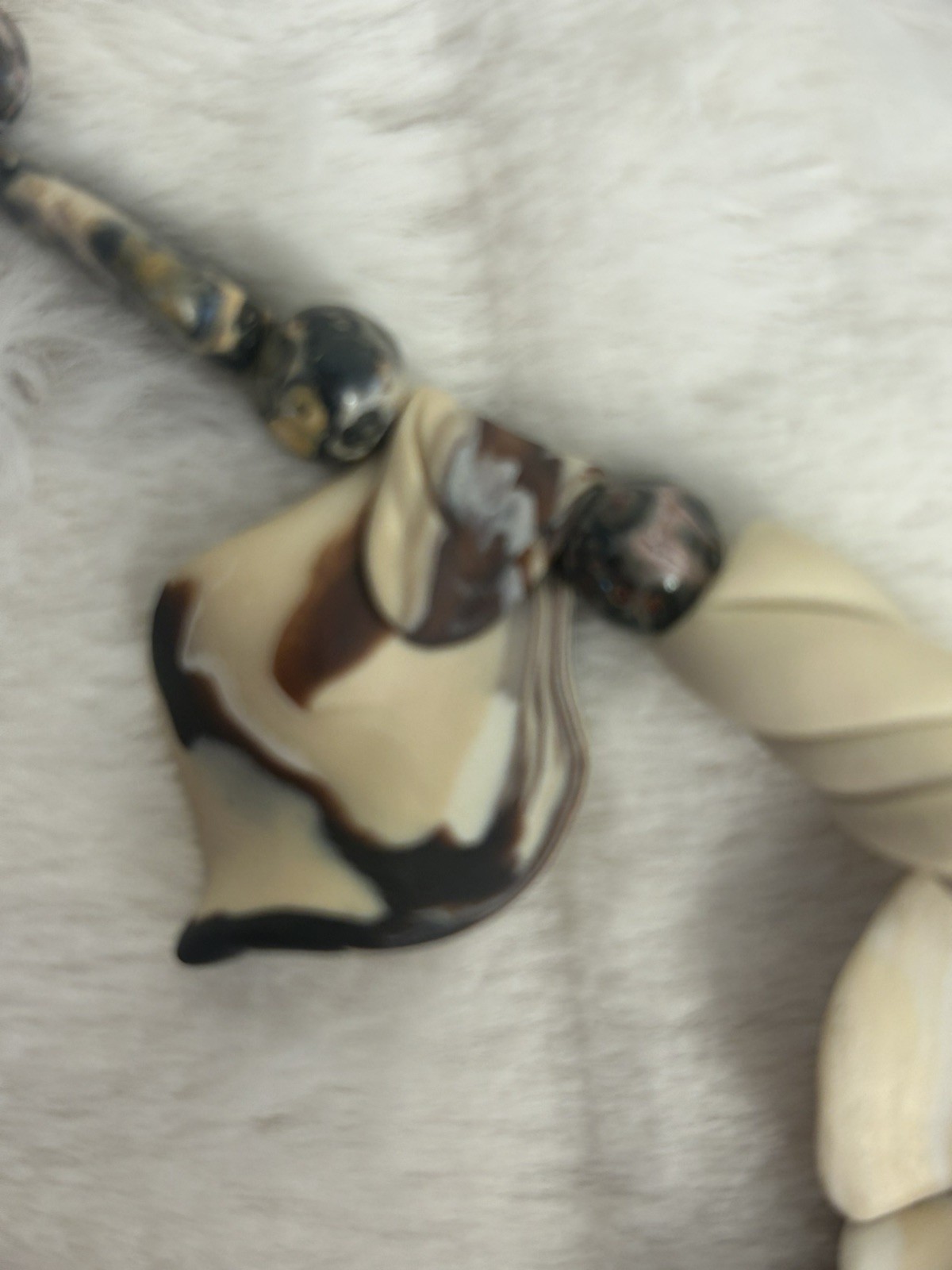HANDMADE ARTISAN POLYMER CLAY ORCHID NECKLACE & EARRINGS FAUX JASPER OOAK SET