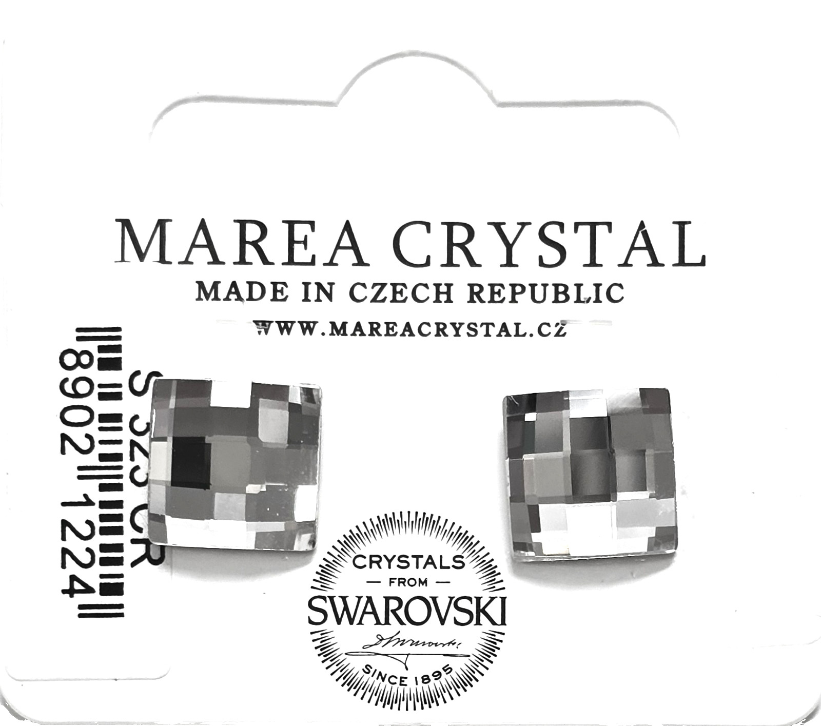 MAREA STERLING SILVER SQUARE CLEAR FACETED PRISM SWAROVSKI CRYSTAL STUD EARRINGS