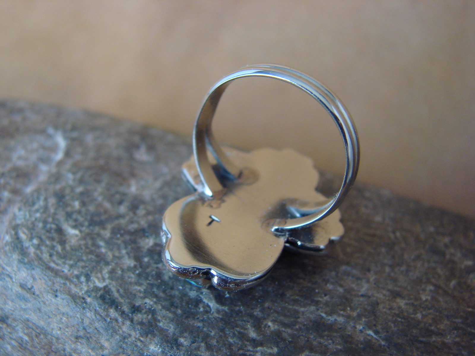 Native American Nickle Silver Turquoise Cross Ring Size 7 1/2 by Phoebe Tolta