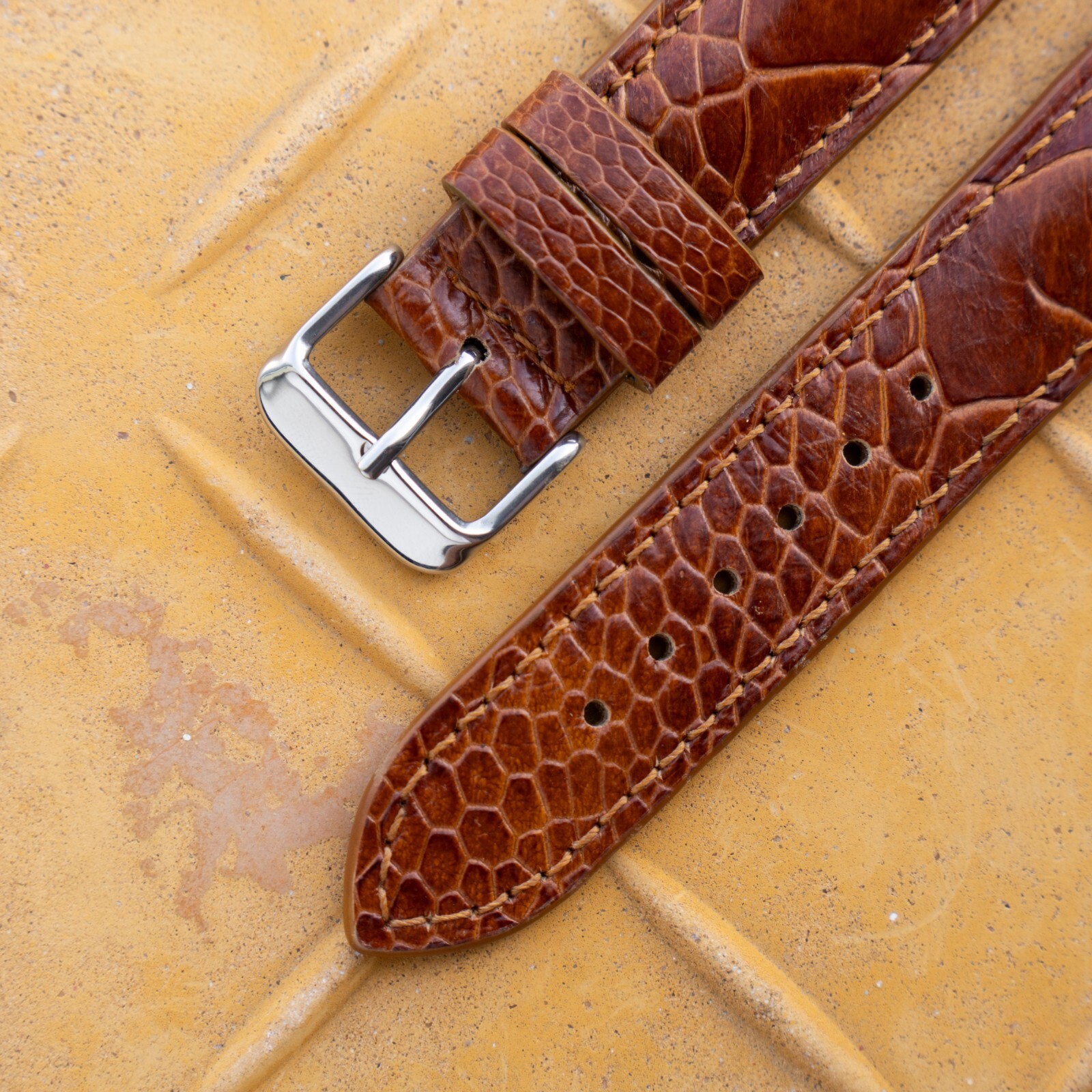 Genuine Light Brown Ostrich Leg Leather Watch Strap Band Men’s 14-26mm