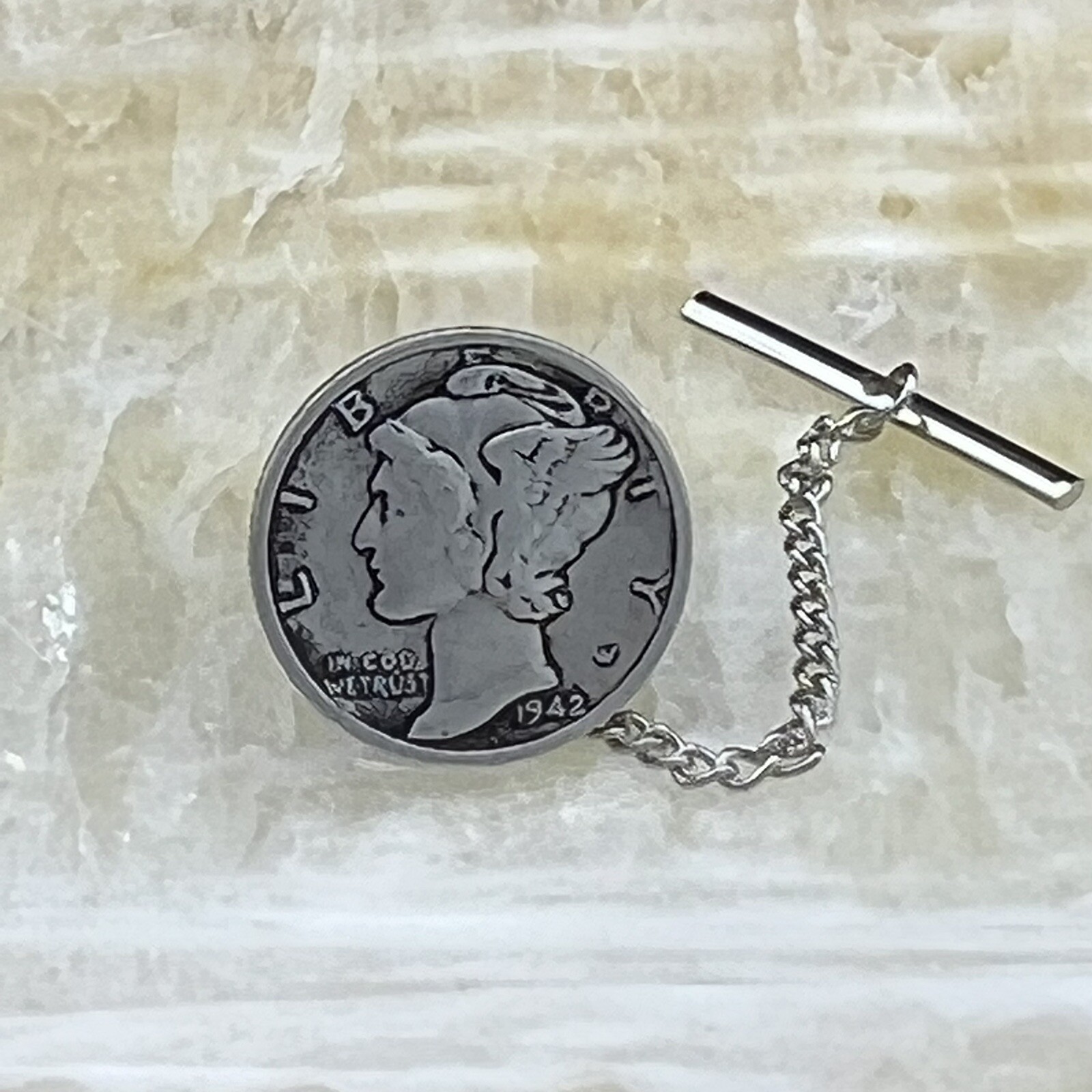 New Tie Tack Lapel Pin Vintage Mercury Dime 90% 900 Silver Collector Coin