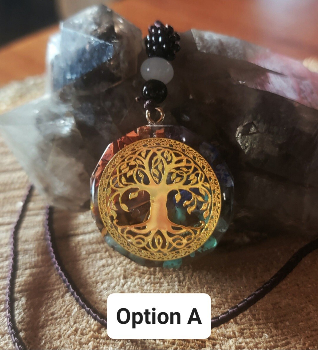 Orgonite 7 Chakra Healing Necklace EMF Protection, Meditation, Reiki