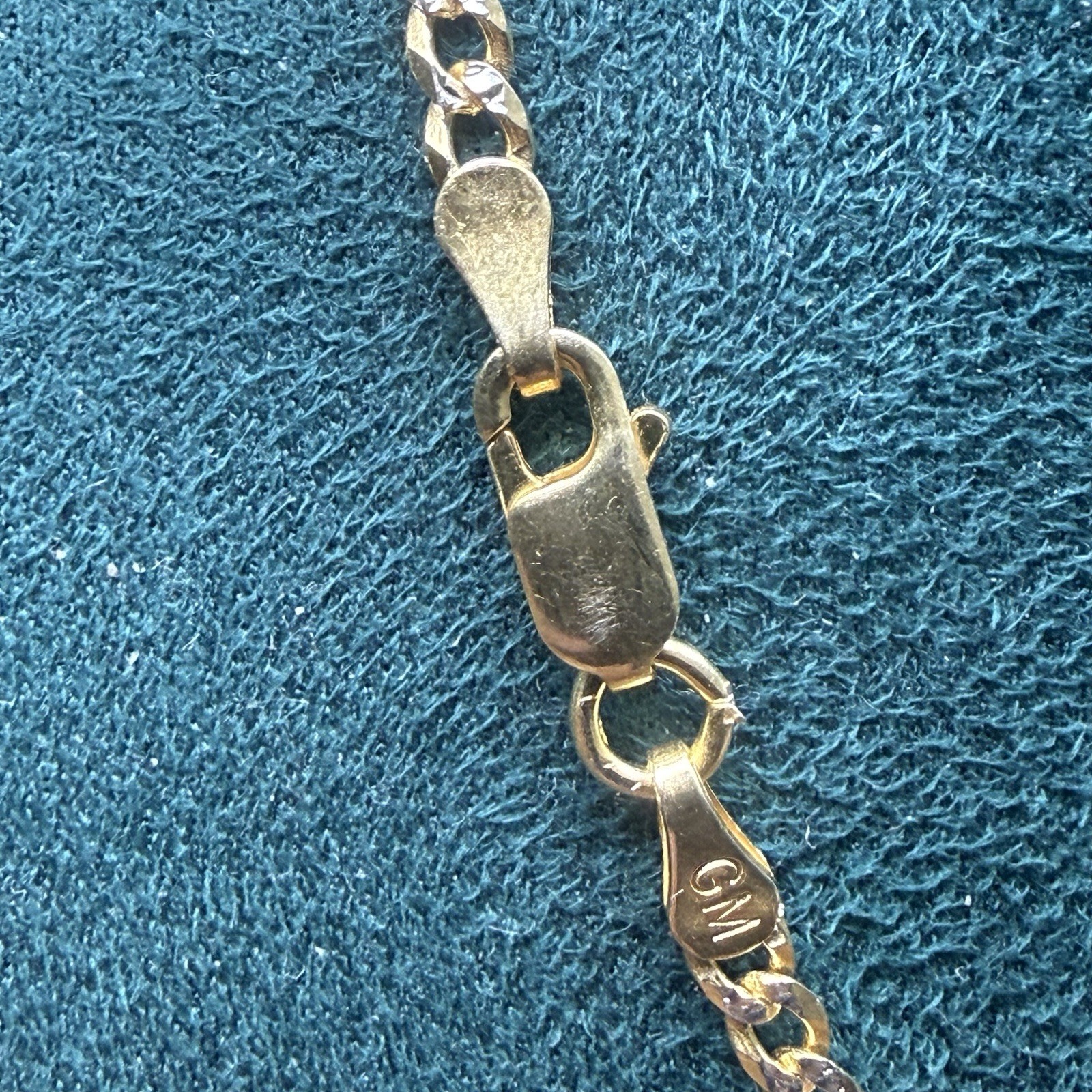 Curb Diamond Cut Chain Gold Plated Solid 925 Silver Two Tone ITALY 18” 2.7mm