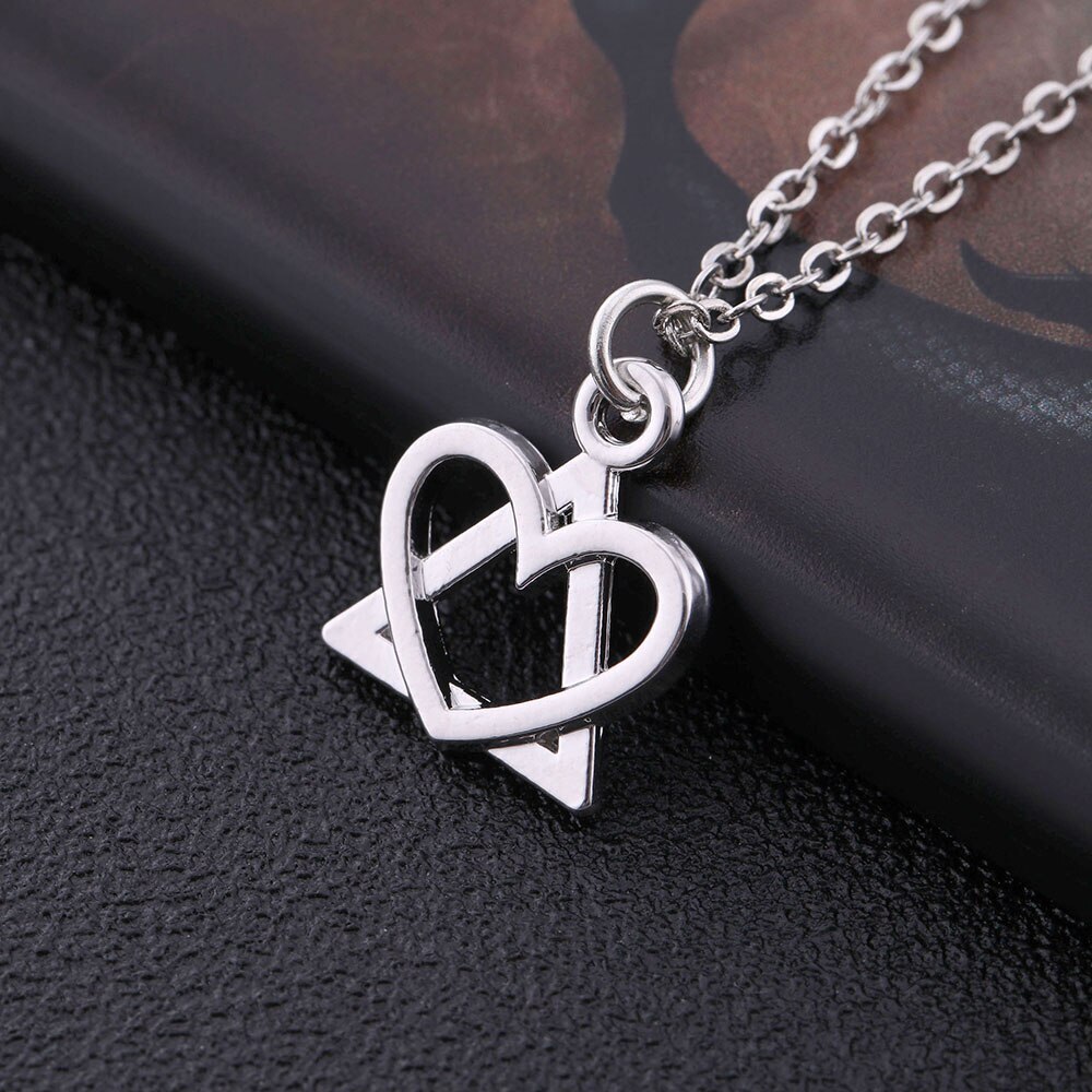 Love Triangle Superimposed Necklace Cute Heart Drop Earrings Femme Jewelry Sets