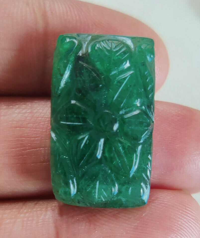Natural Emerald Carving Loose Gemstone Use For Jewelry,26 X 15 X 8 MM, 29.80 CT