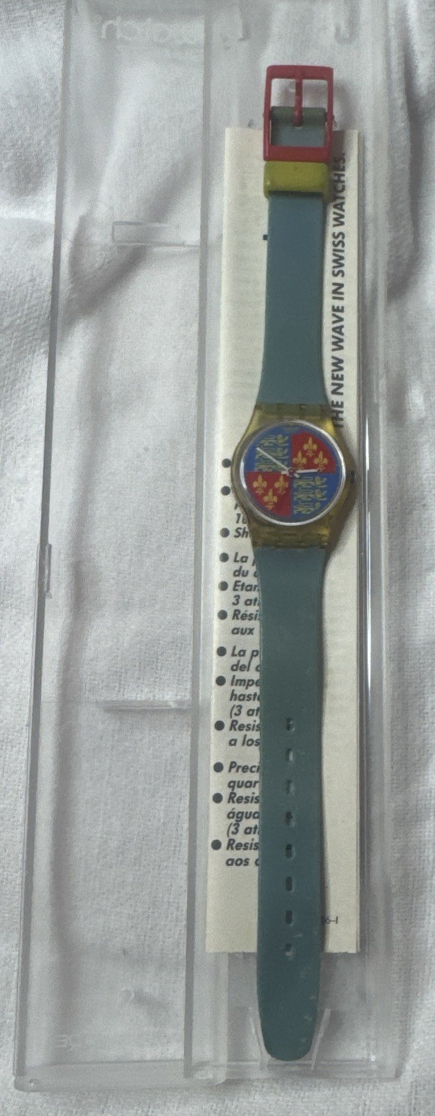 Vintage 1986 SWATCH Coat of Arms Lionheart LK102 Watch In Case