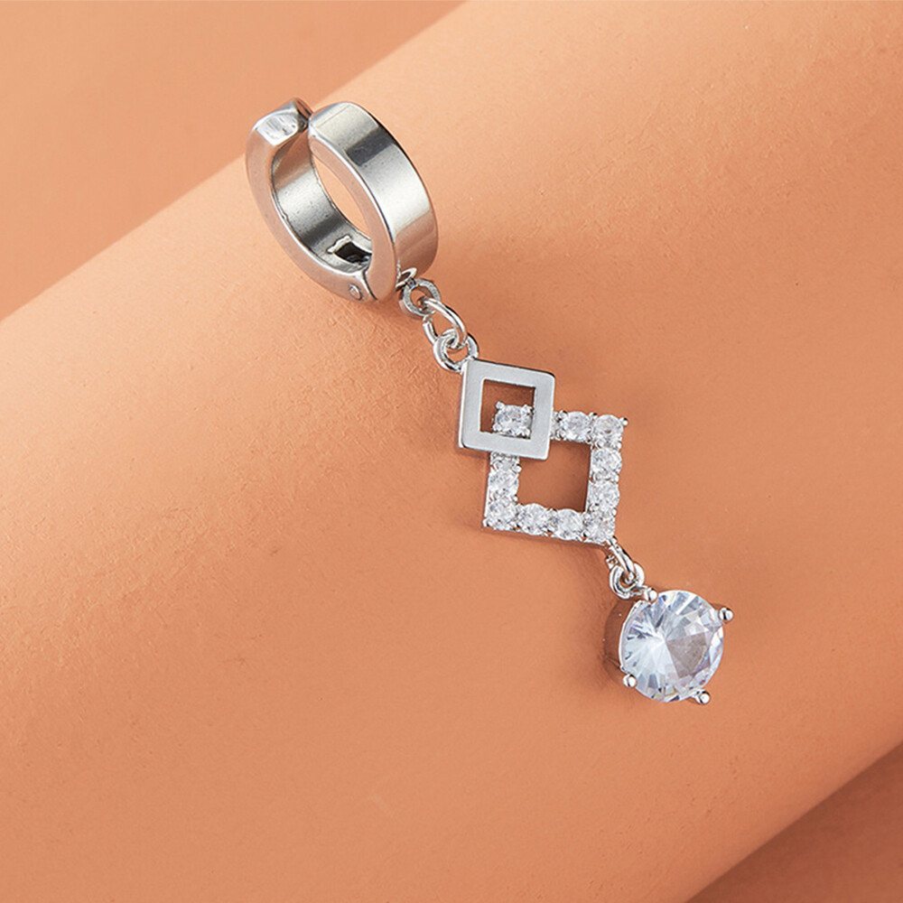 Belly Button Rings Clip On Dangle Zircon Belly Ring Pendant Women Body Jewelry