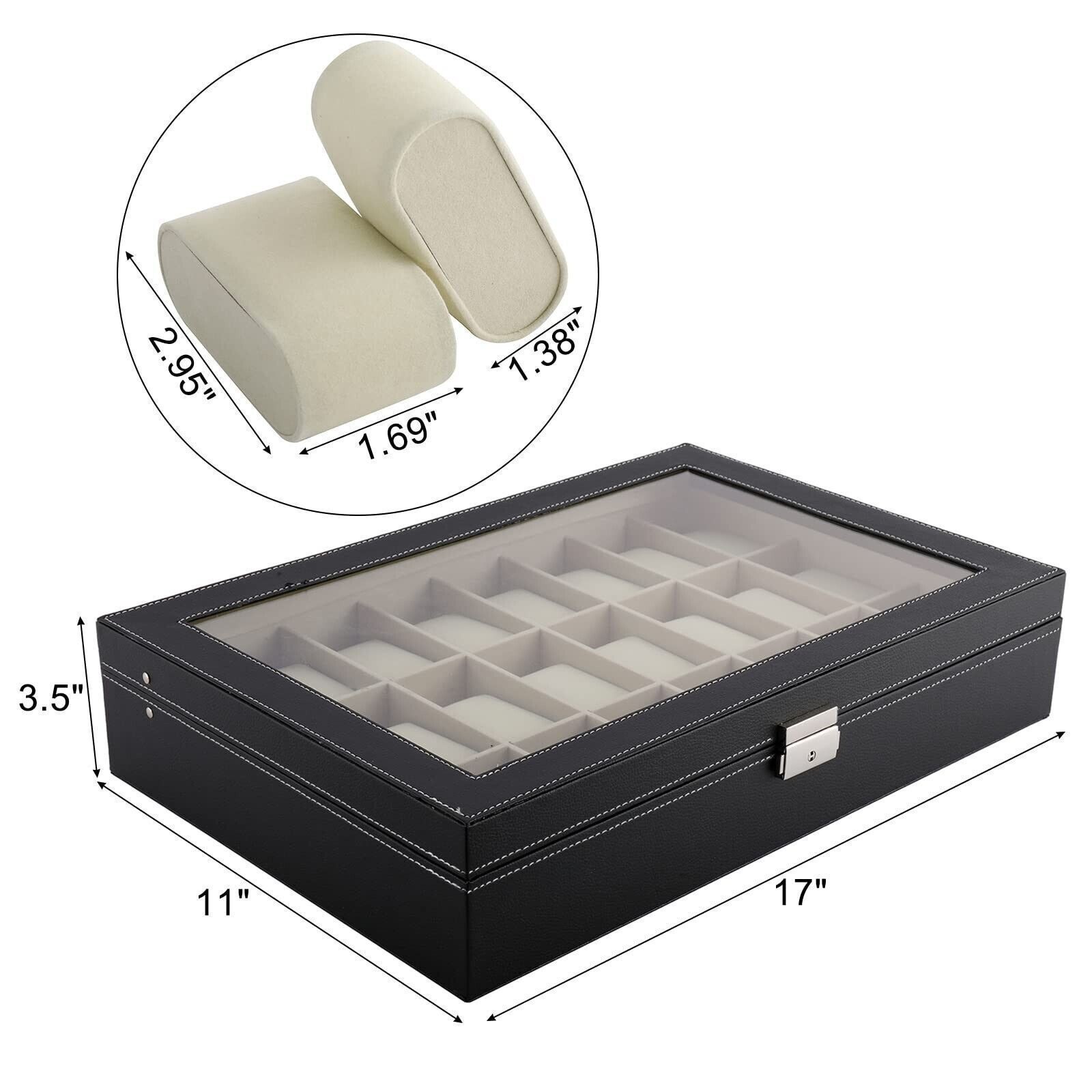 12/24/20 Slots PU Leather Wrist Watch Display Box Storage Holder Organizer Case~