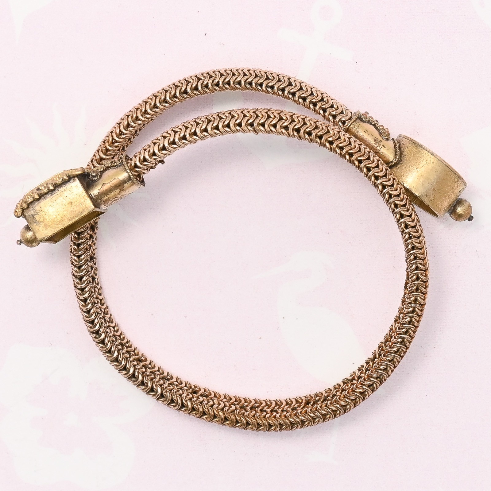 Antique Victorian Etruscan Revival Gold Filled Mesh Bypass Bracelet