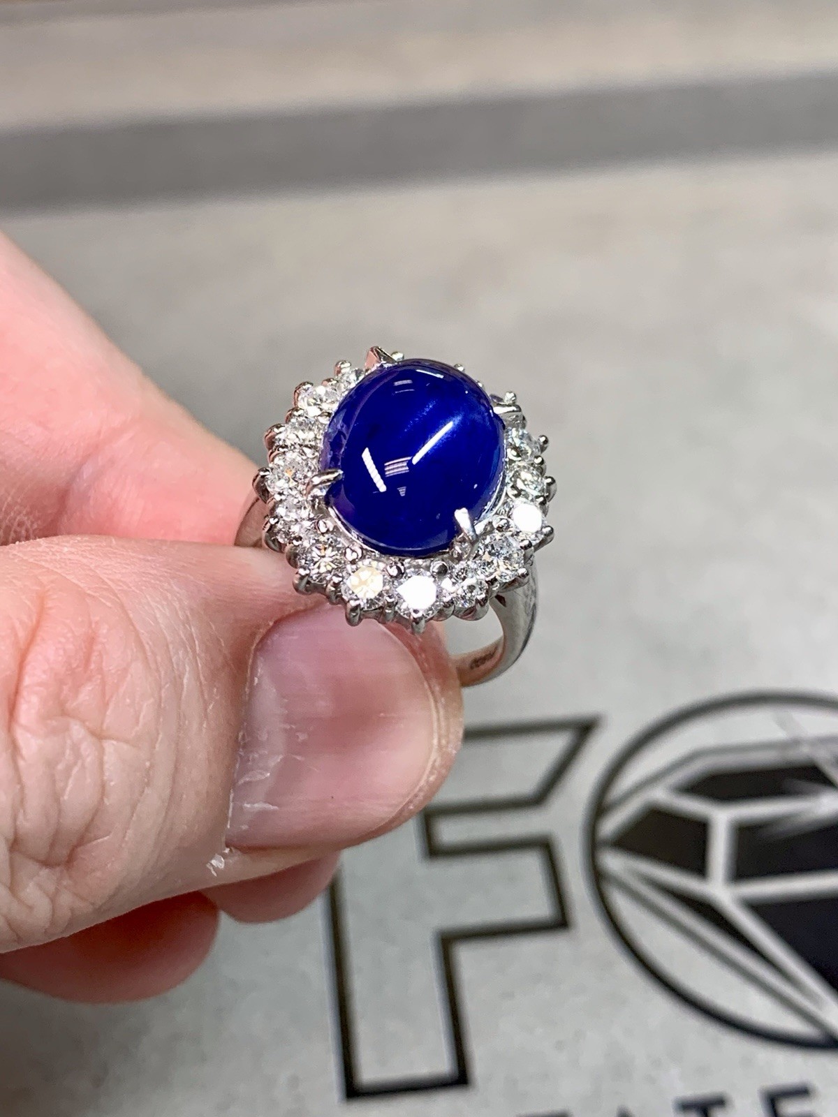 Estate Untreated 7.68ct Burmese Star Sapphire Diamond Platinum Cocktail Ring GIA