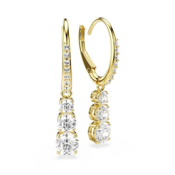 Swarovski Stilla Attract Hoop Earrings Round Cut White, Gold-Tone Plated 5723300