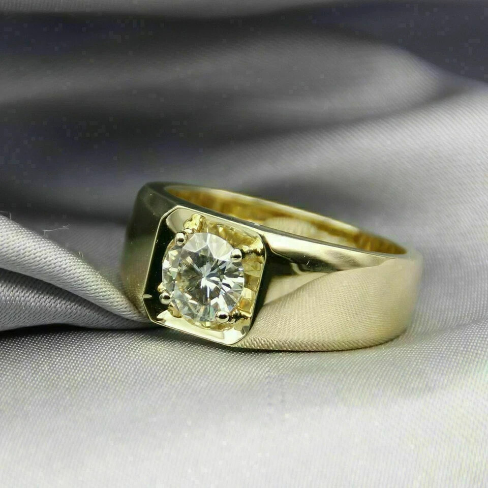 1.50Ct Lab Created Diamond Solitaire Engagement Band Ring 14k Yellow Gold Plated