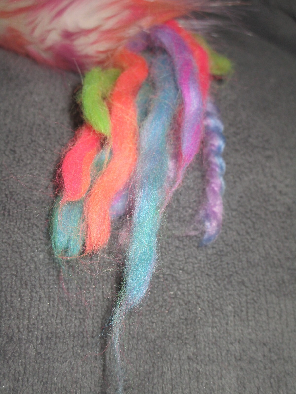 Neon Faux Fur Feathered Serpent Quetzalcoatl Brooch Pin 11″ Sculpted Dragon Face