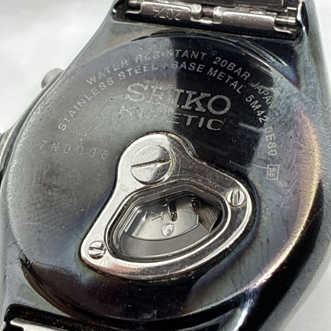 SEIKO 5M42-0E60 Quartz Black Dial Exhibition Case Back Men’s Watch 37.4 mm