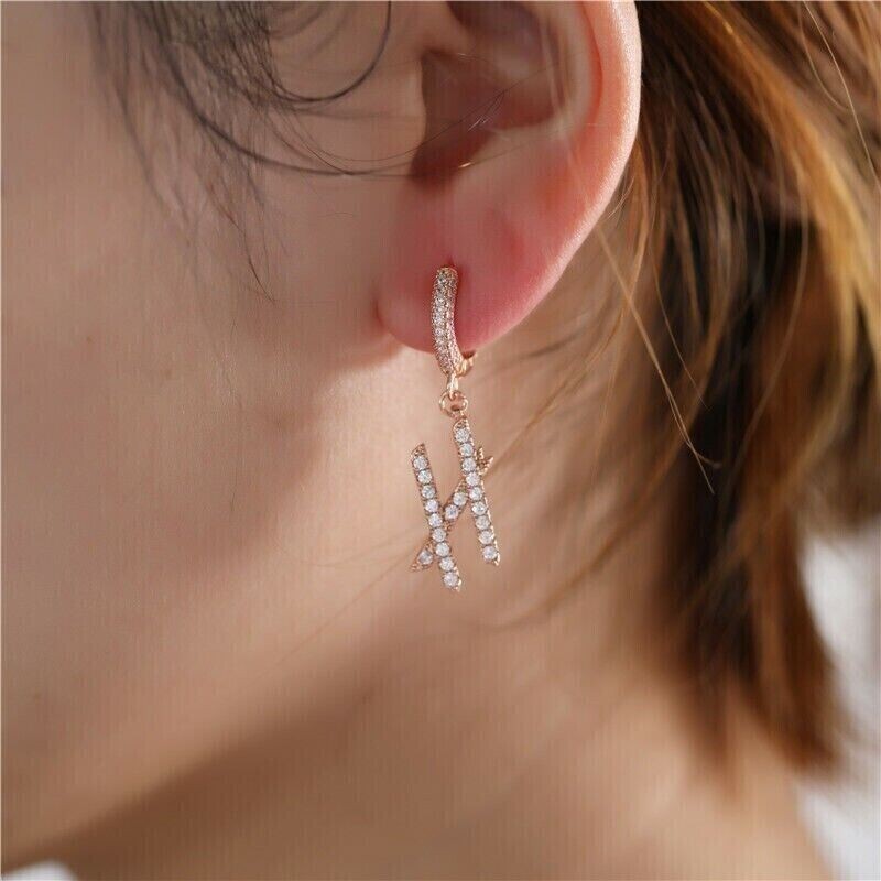 1.12Ct Round Lab Created Diamond Drop Dangle Earring 14K Rose Gold Plated Silver