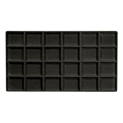 Black Flocked Plastic 24 Compartment Full Size Tray Liner Insert ~ Compartmen…