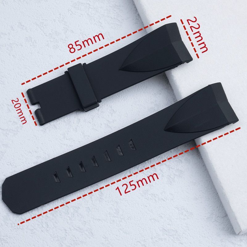 22mm Black Blue Silicone Rubber Strap Watch Band Fits Corum ADMIRAL’S CUP