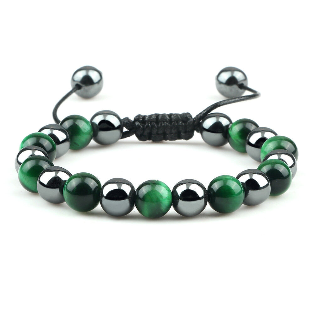 Charm Women Black Irregular Round Lava Stone Beads Bangles Distance Bracelets