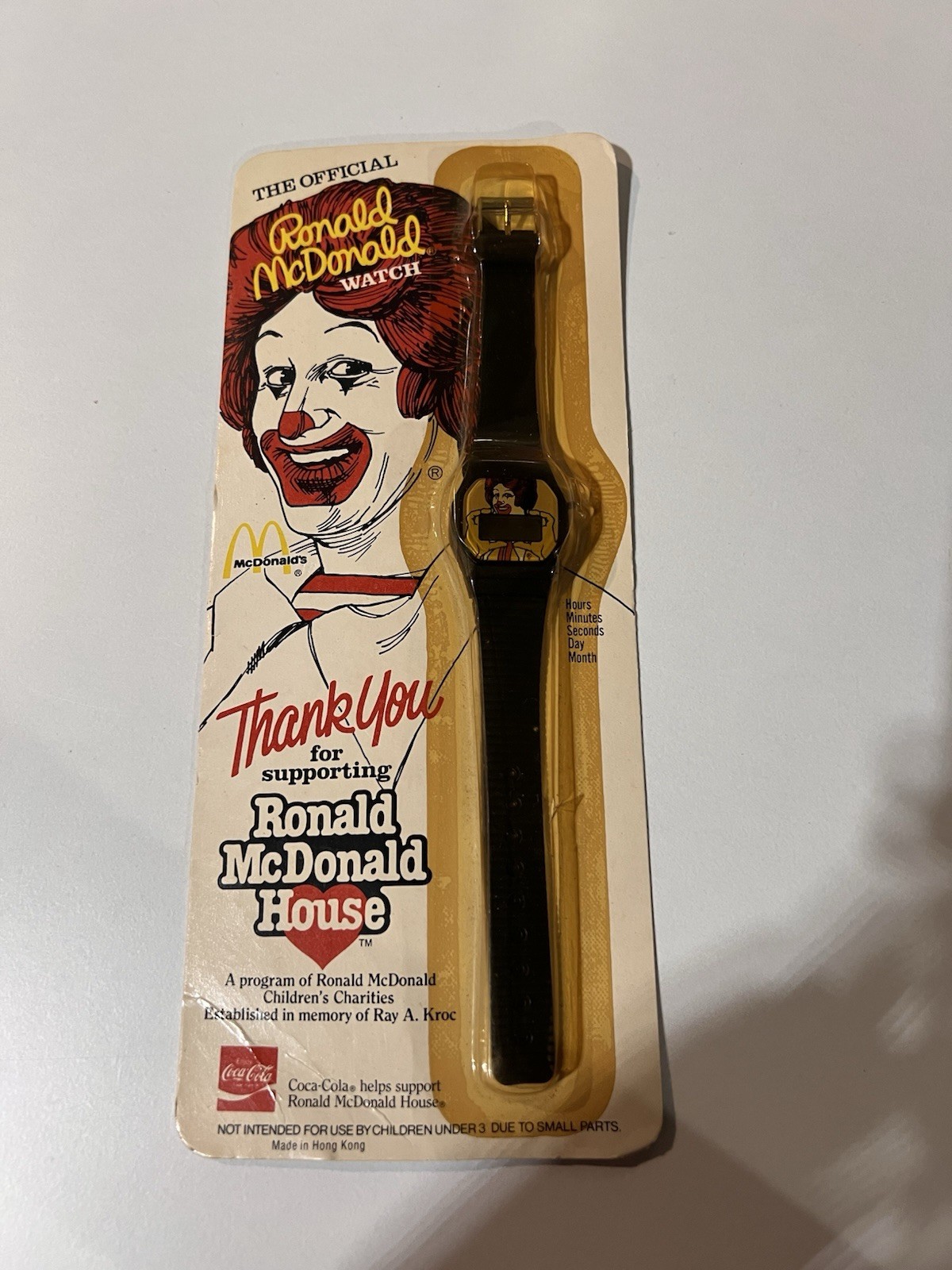 McDonald’s Ronald McDonald Quartz Digital Novelty Watch Black Plastic 1984