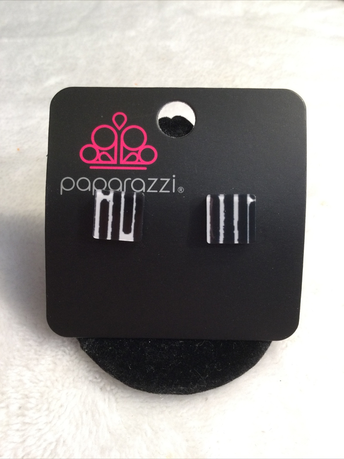Kids & Adults Black/White Geometric Designs On Squares 5pc Earring Set Paparazzi