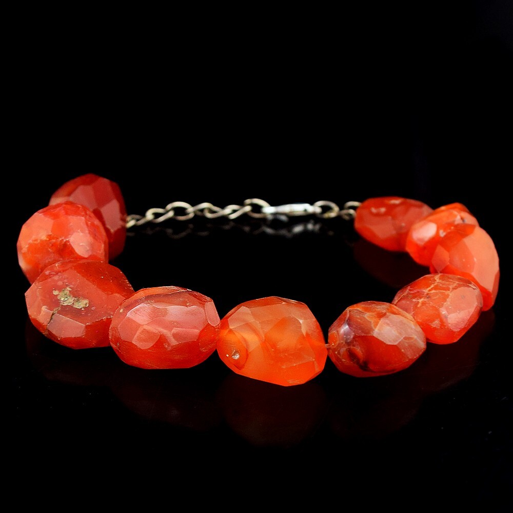 Most Brilliant Onyx Amazing Cut 190.00 Cts Beaded Beautiful Bracelet VK 49 E596