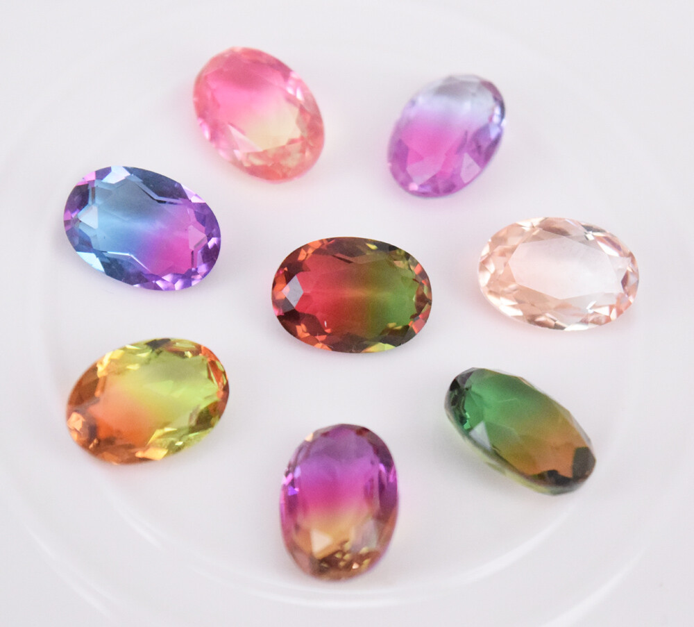 New Tourmaline Crystal Glass Rhinestones Oval Color Faceted Jewelrys K9