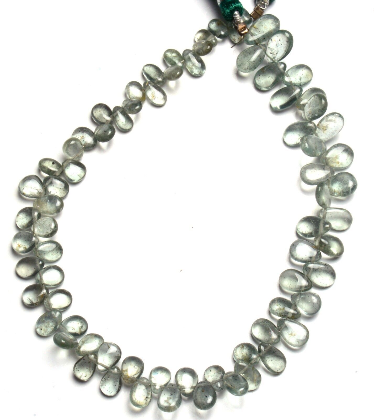 Natural Gem Moss Aquamarine Smooth 7x5MM Approx. Pear Shape Briolette Beads 9.5″