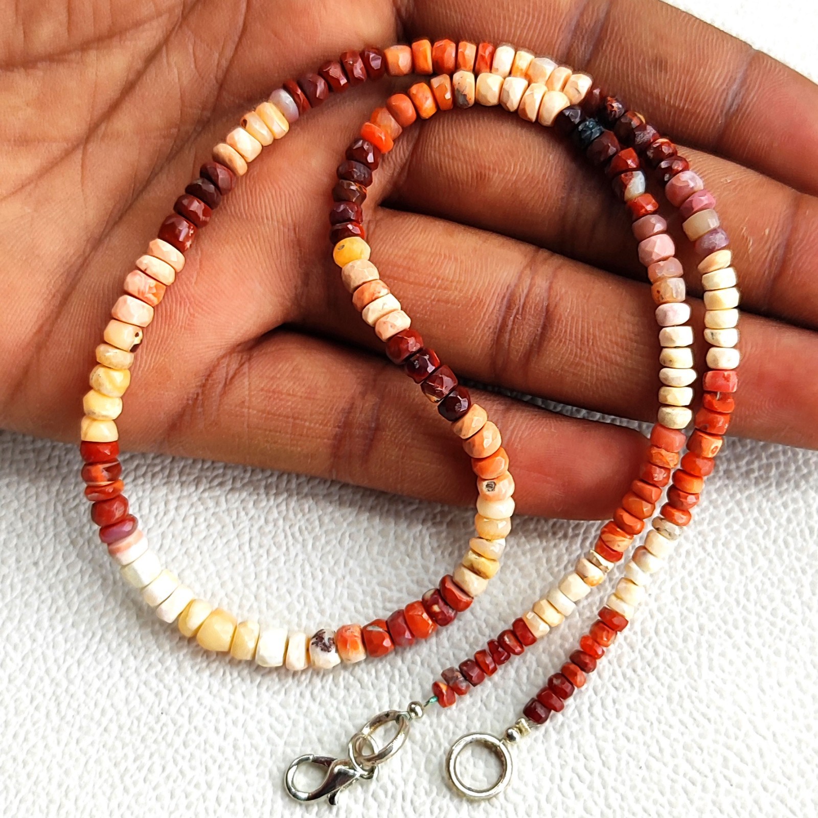 Mexican Orange Fire Opal Gemstone 4-5mm Faceted Rondelle Shape Beads 17″ Gems
