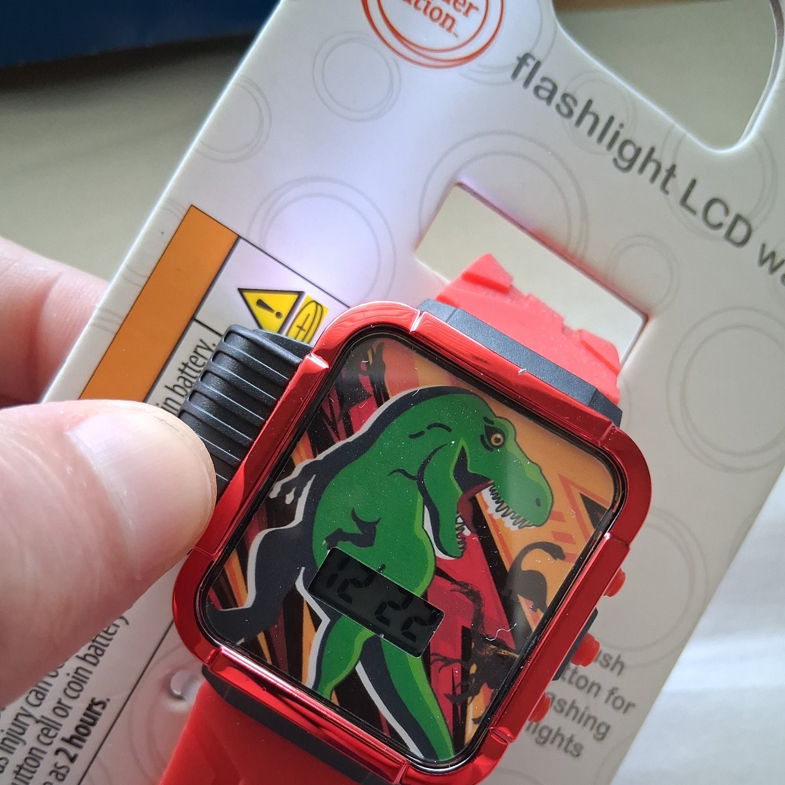 Dinosaur Fashion Cartoon Flashing LCD Watch W/Flashlight Kids Boy Unisex new