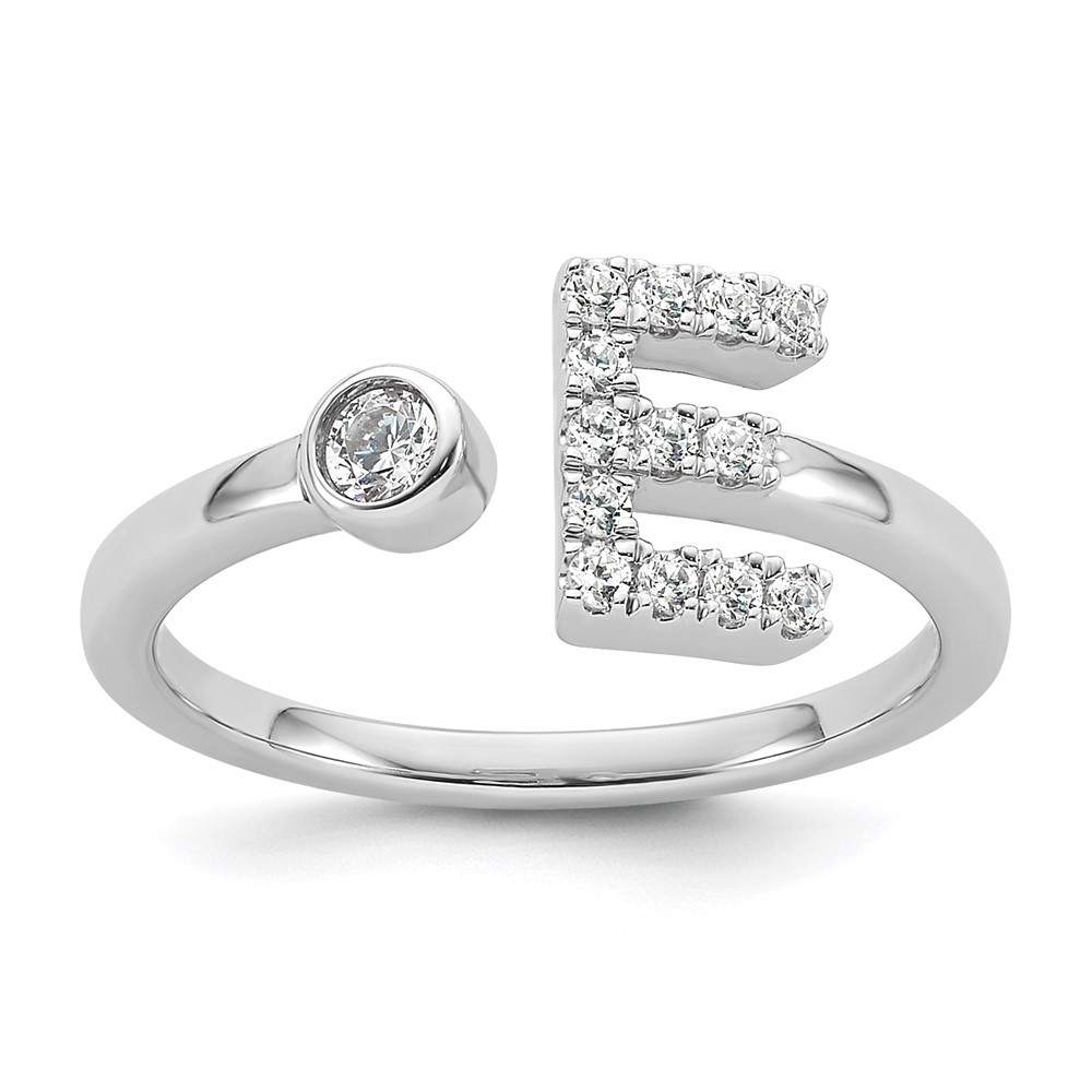 14k White Gold 1/5 carat Lab Grown Diamond Initial E Adjustable Ring VS/SI, G