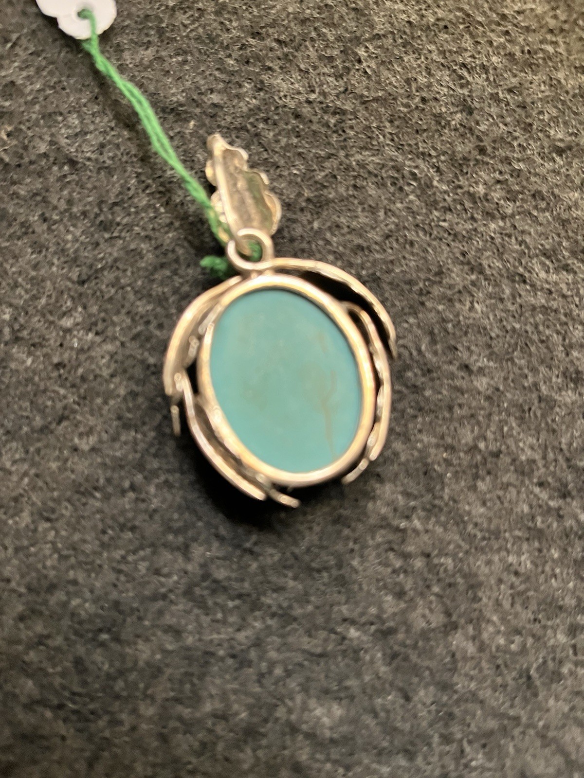 Silver and Turquoise Type Stone Pendant Necklace. Pendant only no chain