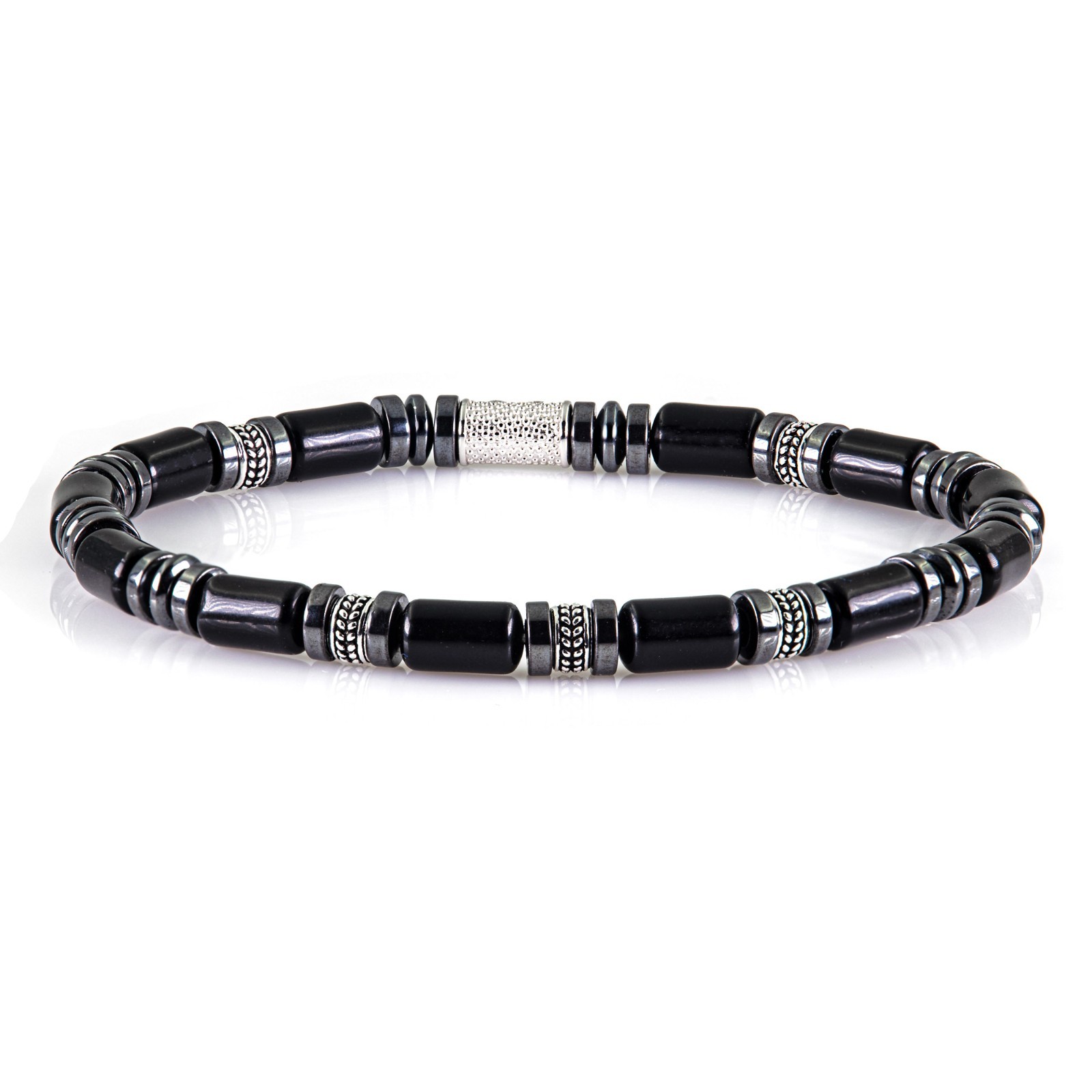 Black Agate Bracelet Bracelet 925 Sterling Silver Beaded Bracelet 6mm Women Men