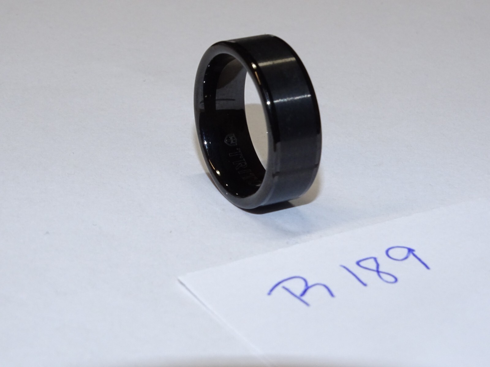 Triton Tungsten Carbide Wedding Band Ring 8mm Size 11-1/2. Polished Black. #R189