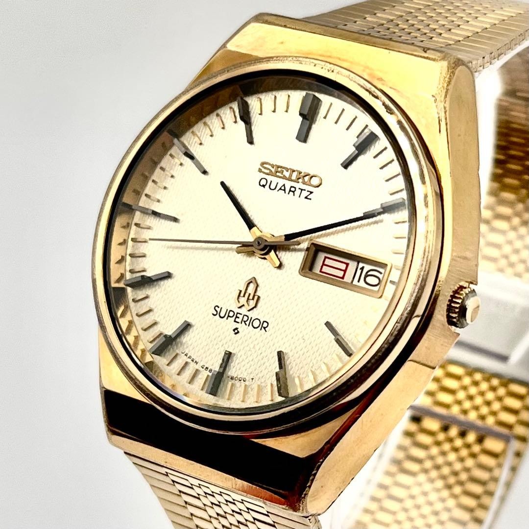SEIKO Superior Men’s Quartz Watch Gold New Battery