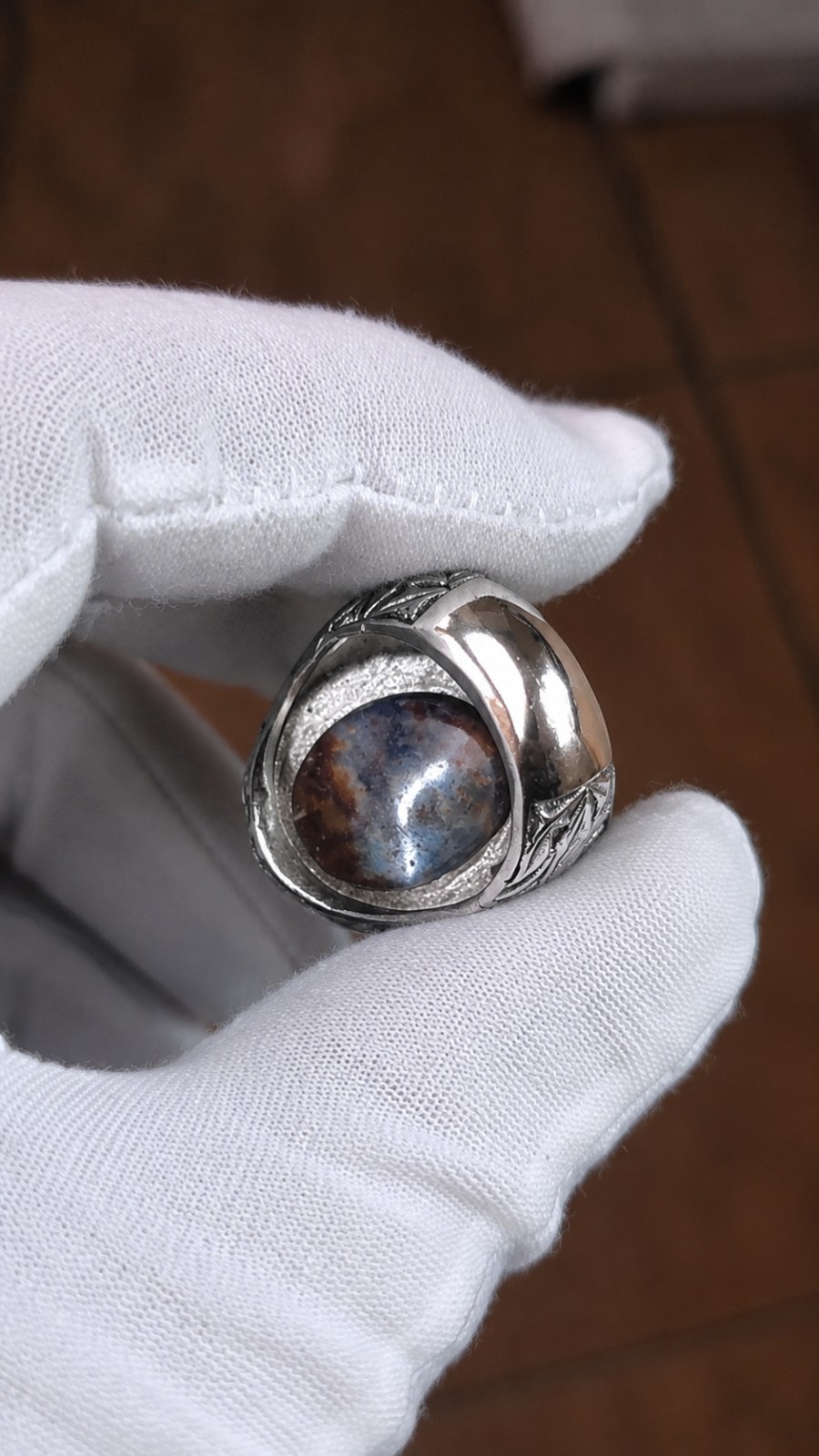Natural Multicolor Pancawarna Agate With Alpaka Chrome Ring