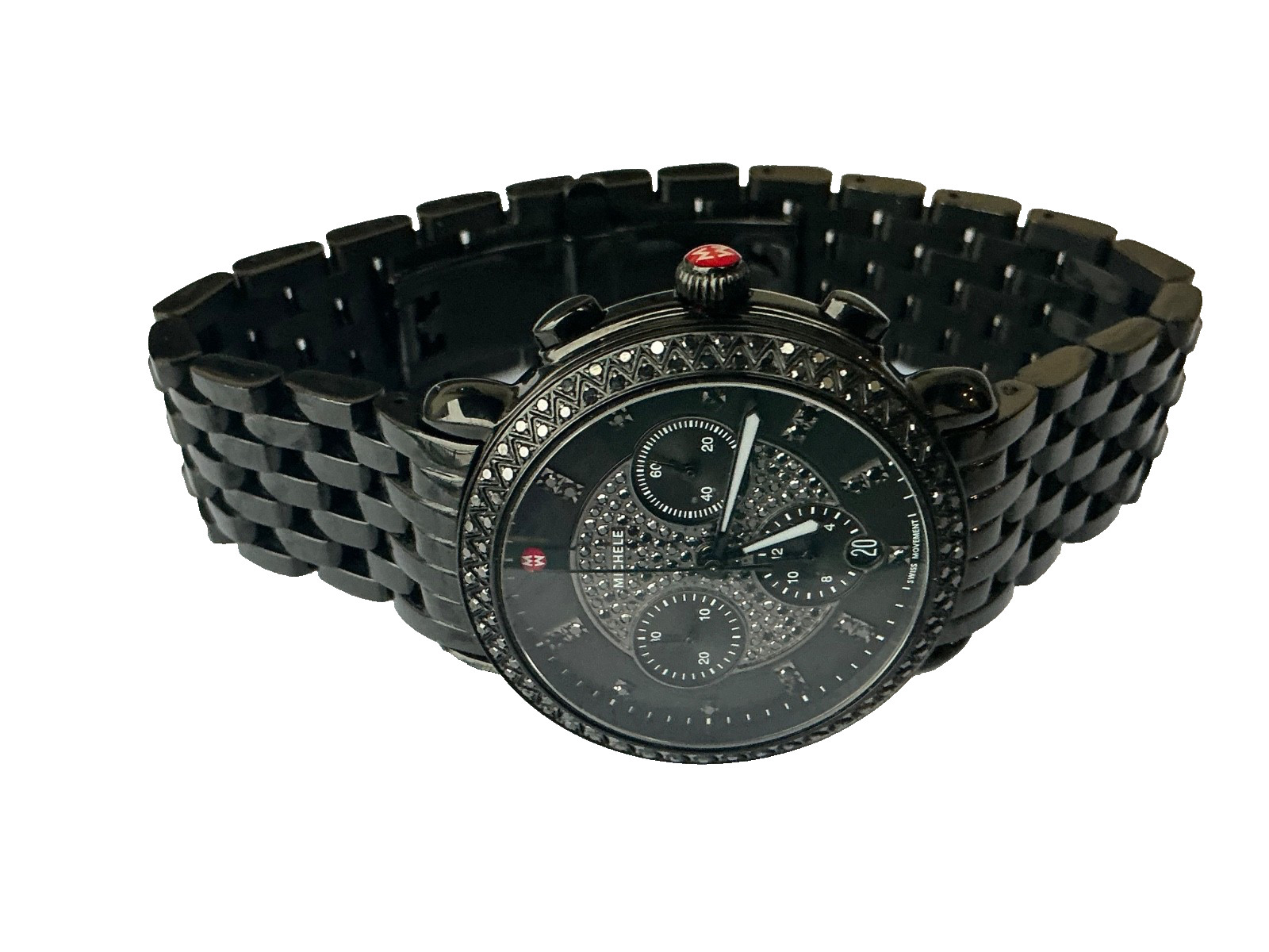 Michele Sidney Noir Black Diamond Bezel + Pave Dial Watch – MWW30A000030 – Rare!