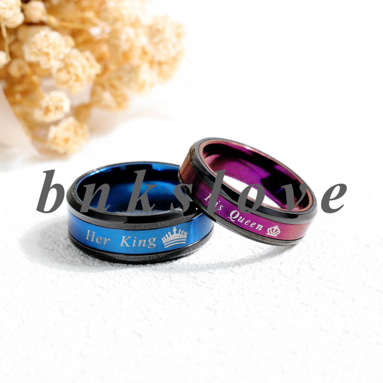 His Queen & Her King Couple Ring Band Stainless Steel CZ Engagement Ring #5-#11