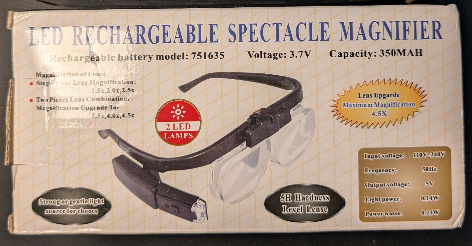 Magnifying Glasses with Light, 3 Interchangeable Lens- 6 combos (1.5X-4.5X)
